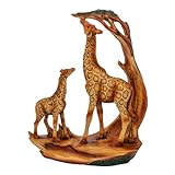 TRI Deko-Giraffen, Dekofigur, Tierfigur, Giraffenfamilie, Deko Afrika, Holzoptik, Natur, Dekoration, Kunststein