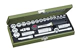 PROXXON Steckschlüsselsatz, Kompaktsatz mit 3/8'-Umschaltratsche, 24-teiliges Werkzeug-Set mit Stahlkasten, 23110, 33.5 x 15 x 5 cm
