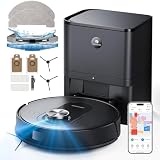 Proscenic Q8 Max Saugroboter mit Wischfunktion, 6000Pa 200min Staubsauger Roboter mit Absaugstation 3L Staubbeutel, Intelligentes Laser Navigation mit 5 Karten, Steuerung über APP Alexa Google S