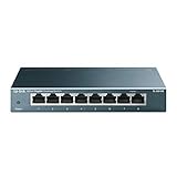 TP-Link TL-SG108 LAN Switch 8 Port Netzwerk Switch (Plug-and-Play Gigabit Switch LAN Splitter, LAN Verteiler, Ethernet Hub lüfterlos, robustes Metallgehäuse mit Ein-/Ausschalter)