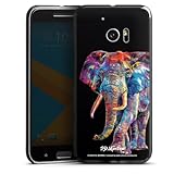 Hard Case kompatibel mit HTC 10 Schutzhülle schwarz Smartphone Backcover Elefant Tiere Design