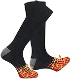Elektrische Heizung Socken 9-10,4 Zoll Fußgröße 3,7 V-2200 mAh Batterie einstellbar 35-55 ℃ gute Elastizität atmungsaktiv Outdoor Skifahren Angeln Klettern warme Socken (Farbe: schwarz)