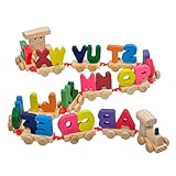 Dinah 26 Buchstaben Zug Holz Spielzeug, Hölzernes digitales Zug Set, Früh Lernen pädagogisches Spielzeug, spurloses Schleppauto-Spielzeug-Set Früh für Bildung Spielzeug