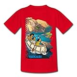 Spreadshirt Yakari Bootstour Kleiner Dachs Regenbogen Kinder T-Shirt, 122-128, Rot