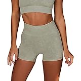 Activewe Damen-Yoga-Outfits, 2-teilig, kurzes Si Crop-Top mit hoher Taille, Laufshorts (grüne Shorts, klein)