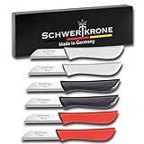 6er Set Gemüsemesser scharf/Küchenmesser/Schälmesser/Obstmesser klein/Fischmesser Elegance Serie rot/grau/weiß Solingen Germany (bunt-grau-weiß-rot)