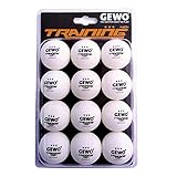 GEWO Unisex – Erwachsene 3-Stern Tischtennisball im handlichen 12er Pack, Weiß, 40 mm
