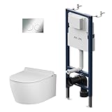 Komplettes Set - Vorwandelement inkl. Betätigungsplatte II90151 + Hänge-WC X-Joy S CXB1700SC FlashClean + WC-Sitz mit Soft-Close-Absenkautomatik, AM.PM Prime Fit IIS90151.XB1700