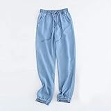 Hosen Hosen Damen Jeans Hosen Loose Stretched Lace Up New Tencel Dünn Sommer Style Harem High Waist Denim Pants, hellblau, 27-32