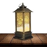 Horypt Ramadan Mubarak Dekorations-Nachtlampe, mit warmem gelbem Licht – hölzerner muslimischer Eid-Handwerks-Laternen-Anhänger – eingebaute 3 LR44-Knopfbatterie – Zuhause, Schlafzimmer, Wohnzimmer