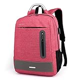 WSZMD Laptop-Rucksack 15-Zoll-Laptop-Rucksack USB-Aufladung Anti-Diebstahl-Rucksäcke wasserdichte Schultasche (Color : Pink)