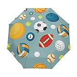 Fußball Fußball Basketball Regenschirm Taschenschirm Auf-Zu Automatik Schirme Winddicht Leicht Kompakt UV-Schutz Reise Schirm für Jungen Mädchen Strand Frauen