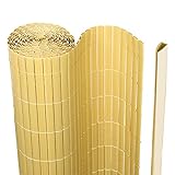 Fiqops Sichtschutzzaun PVC Sichtschutzmatte Bambus Wetterfest Sichtschutz 90 x 500cm Garten Balkon Terrasse Sichtschutz Windschutz mit Zaunabdeckung