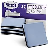 Filzada® 4x Teflongleiter Selbstklebend - 50 x 50 mm (eckig) - Profi Möbelgleiter/Teppichgleiter PTFE (Teflon)