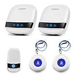LIOTOIN Notrufknopf für Senioren Notruf Kabellos Notfallknopf Hausnotruf für Senioren SOS Alarm Notruf Knopf Wasserdicht Pflegeruf Set 3 Sender 2 Empfäng