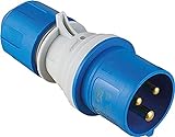 as - Schwabe - CEE Stecker mit POWERLIGHT Spannungsanzeige 230 V, 16 A, 3-polig, Outdoorstecker, IP44: fremdkörper- und spritzwassergeschützt, zur Verwendung im Außenbereich geeignet, blau | 61486