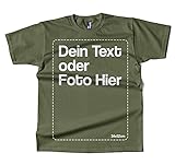 BLAK TEE Herren Personalisierbares T-Shirt Selbst Gestalten mit Foto und Text T-Shirt Olivgrün S