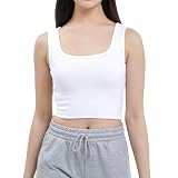 Tank Top Women's Sleeveless Square Neck Crop Tops Sexy Summer Tops Slim Fit Tank Top Basic Shirt Camisole, Lightweight Fitness Sports Tops (DE/NL/SE/PL, Numerisch, 30, Regular, Regular, White-XS)