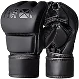 YMX BOXING MMA Handschuhe, Halbhandschuhe für UFC, Mixed Martial Arts Training, Offene Handfläche, Medium, Mattschwarz