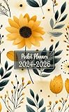 Pocket Planner 2024-2026 for Purse: 3 Years Monthly Calendar From January 2024 To December 2026, Sunflower Cover