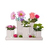 Jinfa Handgefertigte kleine Keramik Deko Blumenvasen Set aus 5 Vasen in weiß