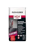 MEM Flex-Kleber - 25 KG - Ein flexibler Dünnbettmörtel - Dauernass - Frostbeständig und von hoher Verformbarkeit - Für Untergründe aus Beton, Zement-, Kalk- und Gipsputz - 30822618
