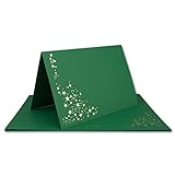 Faltkarten DIN B6 - Dunkelgrün mit goldenen Metallic Sternen - 15 Stück - 11,5 x 17 cm - blanko für Drucker geeignet Ideal für Weihnachtskarten - Marke: NEUSER FarbenFroh