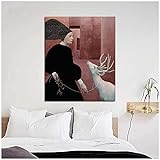 MXIBUN Daria Petrilli Walking with A White Deer Leinwand Malerei Moderne Wandkunst Poster Bilder Für Zuhause Wohnzimmer Dekor WANDBILD-40x60 cm x1   Kein Rahmen