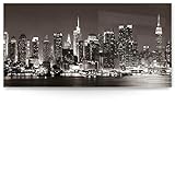 BilderKing Impostantes XXL Acrylglas-Bild 180x90cm, Skyline als Panorama hinter 5mm Acryl gedruckt. Motiv New York s/w als Acrylbild für Wohnzimmer, Schlafzimmer