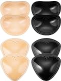 4 Paar Selbstklebende BH Pads Einlagen Abnehmbare Hochdrücken Brustvergrößerer für Bikini, 2 Formen (Schwarz und Beige)