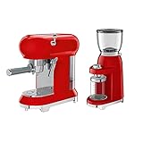MERSHAO Espressomaschine mit Schaumstofffunktion, Stahlfilter, 15barer Büro Kleine Kaffeemaschine (Color : Red)