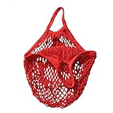 IzzDynno Tragbare multifunktionale Nettoeinkaufstasche Baumwollnetz -Einkaufstasche Wiederverwendbare Einkaufstasche für Lebensmittelmarkt Strand rot