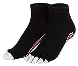 Piarini schwarz 1 Paar offene Zehensocken kurz ABS Socken Baumwolle Yoga-Socken offenen Zehen Pilates-Socken Fitness 39 40 41 42