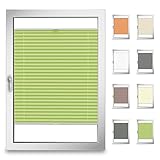StoffTex Plissee Faltrollo für Fenster nach Maß zum Bohren Jalousie in der Glasleiste Rollo Farben (Höhe 25-130 cm)