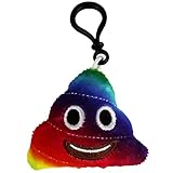 Emoji Schlüsselanhänger Kackhaufen REGEBOGENFARBEN Smiley aus Plüsch hochwertige Emoticon Anhänger mit Karabiner-Haken von wortek Kackhaufen Regenbogenfarben