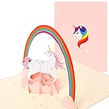 papercrush® Pop-Up Karte Einhorn - 3D Geburtstagskarte Unicorn, Süße Einhornkarte für Kinder Geburtstag, Teenager oder Beste Freundin - Handgemachte Glückwunschkarte zum Kindergeburtstag für Mädchen
