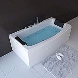 HOME DELUXE - Whirlpool Badewanne - NOOR - weiß mit Handbrause und Massage - ca. 173 x 80 x 84 cm I Indoor Badewanne, Spa, 2 Personen