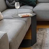 RHEINKANT SCHORSCH Design Beistelltisch, Made in Germany, Beistelltisch Couch C Form aus hochwertigem pulverbeschichtetem Stahl. Exklusiver Couchtisch, Sofatisch, Modern, Nachttisch (Schwarz, 50 cm)