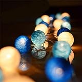 Cotton Ball Lichterkette - 3,8M 20 LED Kugel Lichterketten mit Stecker für Innen Nachtlicht Deko wie Weihnachten, Hochzeit, Party, Zimmer, Vorhang