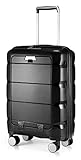 HAUPTSTADTKOFFER - Britz - Handgepäck mit Laptopfach Hartschalen-Koffer Trolley Rollkoffer Reisekoffer, TSA, 4 Rollen, 55 cm, 34 Liter, Schwarz