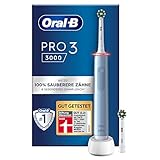 Oral-B PRO 3 3000 Elektrische Zahnbürste/Electric Toothbrush, 2 CrossAction Aufsteckbürsten, mit 3 Putzmodi und visueller 360° Andruckkontrolle für Zahnpflege, Geschenk Mann/Frau, blau