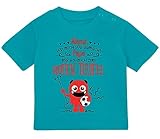 Baby Tshirt in Türkis 0-36 Monate mit Druck T-Shirt mit Spruch Mama machte Mich Süß, Papa zum roten Teufel T-Shirt für kleinen 1. FC Kaiserslautern Fan0, 1, 2, 3 J