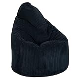 Loft 25 Sitzsack Sessel | Cordstoff | Indoor Gaming Liege für das Wohnzimmer | Hergestellt in Holland | Ergonomisches Design für Stunden der Entspannung (Black)
