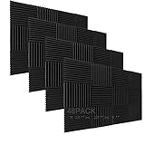 Wandpaneele aus Akustikschaumstoffkeilen, 2,5 x 30,5 x 30,5 cm (1 x 12 x 12 Zoll), 48 Stück, Schallabsorption für Studios 1' x 12' x 12' schwarz