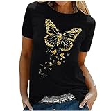 Y2K Butterfly Print T-Shirt Frauen Tops Casual Tiermotiv Pullover O-Ausschnitt Kurzarm Tunika Bluse Teenage Girls Streetwear