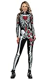 Neusky Lady Skull Skelett Kostüm Perfektes Kostüm für Halloween, Weihnachten , Karneval oder Mottoparties (M, Rose)