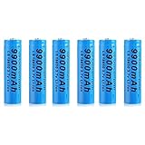 18650 Rechargeable Batteries, 3.7 V Lithium Battery, Li-Ion Battery, 9900 mAh High Capacity 18650 Battery Torch/Headlight/Drone Long Life Button Battery for RC Cars, 6 Pieces
