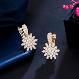 WEAV Zirkone, Elegant, Voll, Mikrogepflastert, Zirkonia, Stein, 585 Gold, Blume, Kleine Creolen Für Frauen, Schmuck, Geschenk