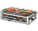 ROMMELSBACHER RCC 1500 Raclette-Grill (extra langes Kabel (2m), Tischgrill für 8 Personen, gerippte Alu-Druckguss-Grillplatte, Xylan Plus Antihaftbeschichtung, Parkdeck, 1500 W)