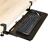 Tastaturablage mit Klemme, 66 x 25,4 cm, ergonomisch, ausziehbar, Unterbauschublade und Maus-Plattform, einfache Montage ohne Werkzeug oder Schrauben (Black)